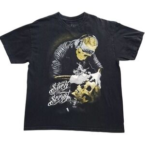86 Dyse‎ One Stick To The Script Black Graphic Print Short Sleeve T-Shirt XL
